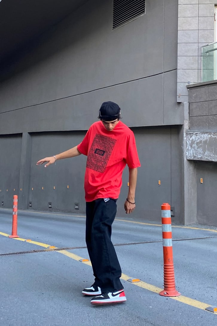 Text Baskılı Kırmızı Oversize Tshirt