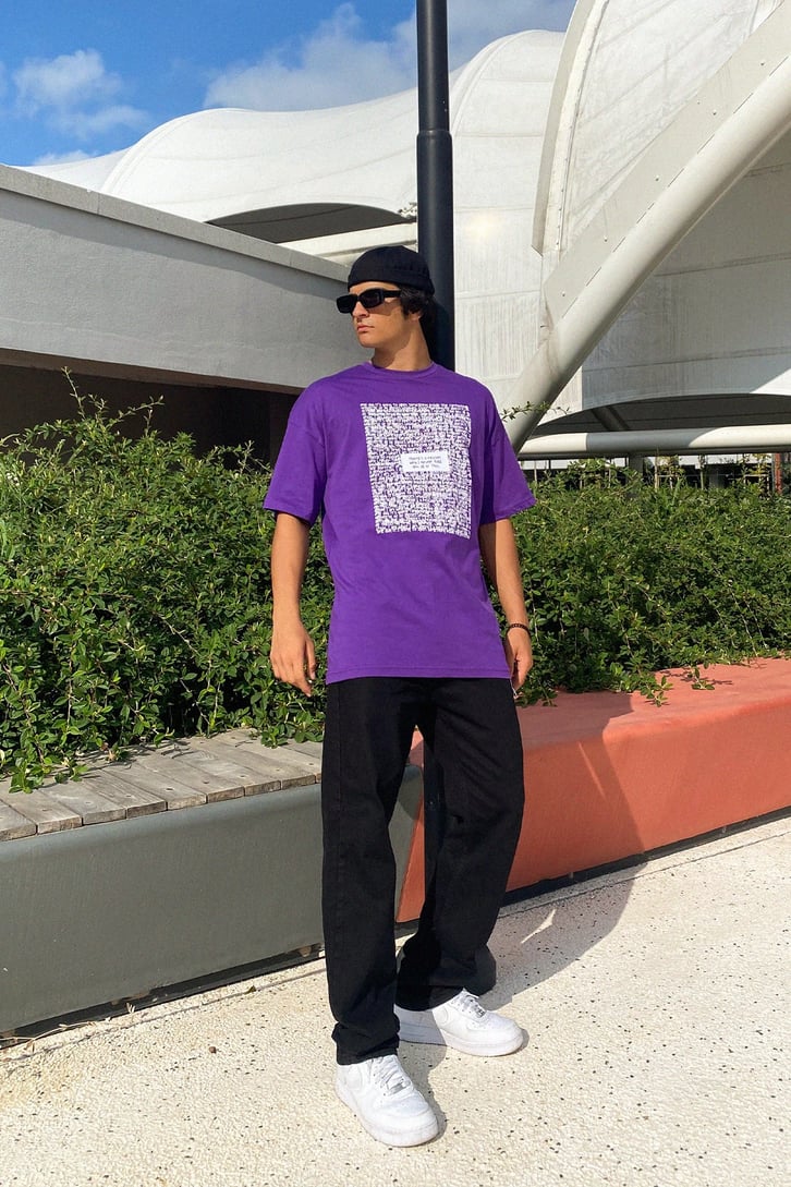 Text Baskılı Oversize Tshirt