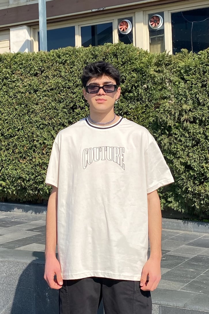 Text Front Printed Oversize Tshirt