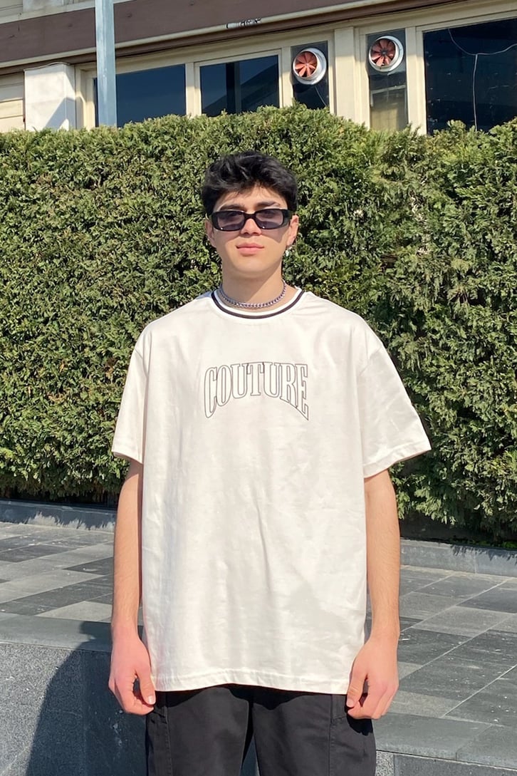 Text Front Printed Oversize Tshirt