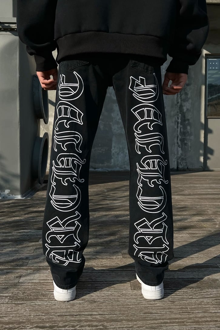 Text Print Special Edition Antrasit Losse Fit Pant