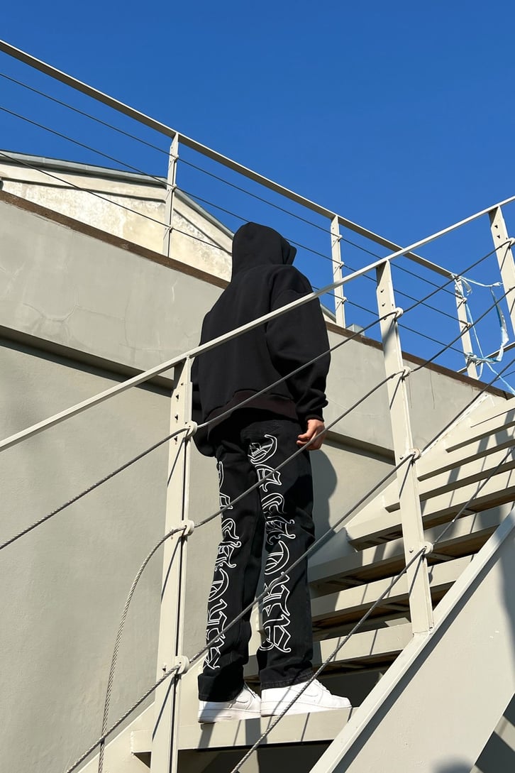 Text Print Special Edition Antrasit Losse Fit Pant