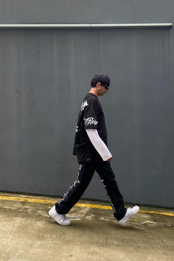 Text Print Special Edition Siyah Losse Fit Pant