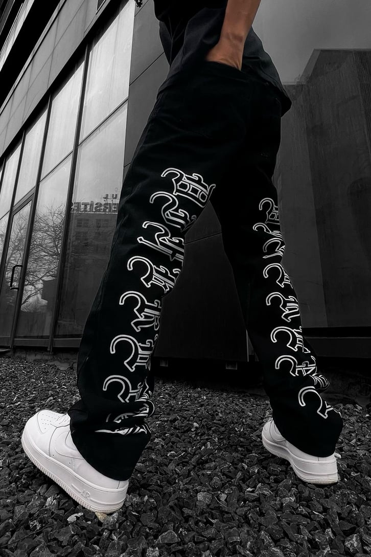 Text Printed  Baggy Jean