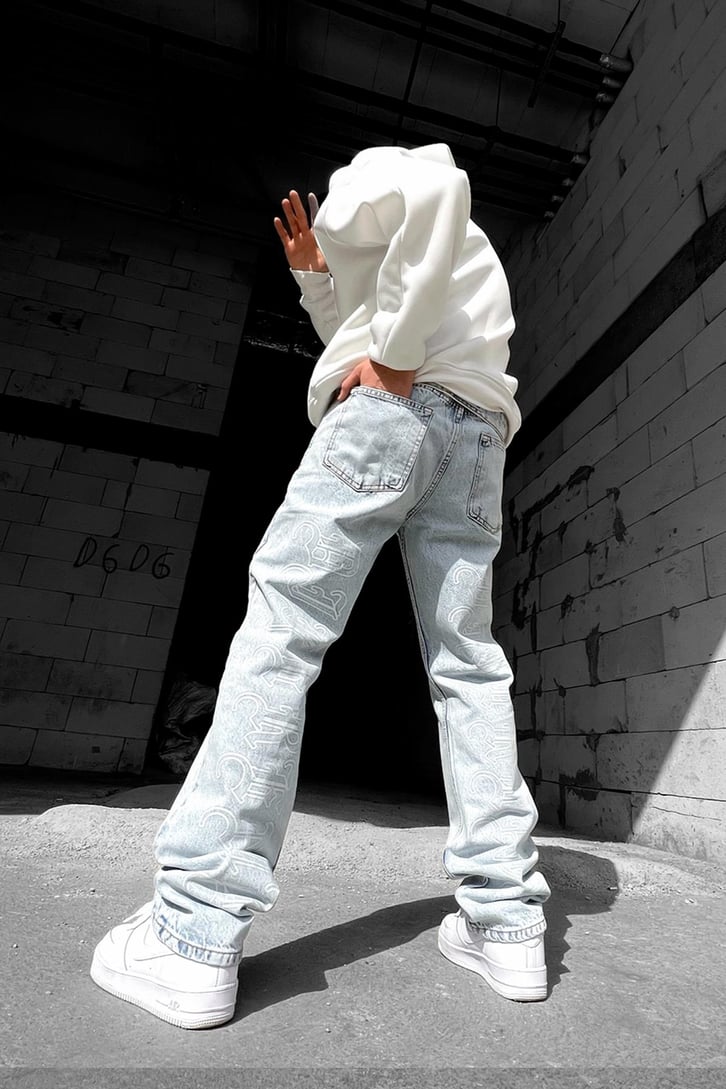 Text Printed  Baggy Jean