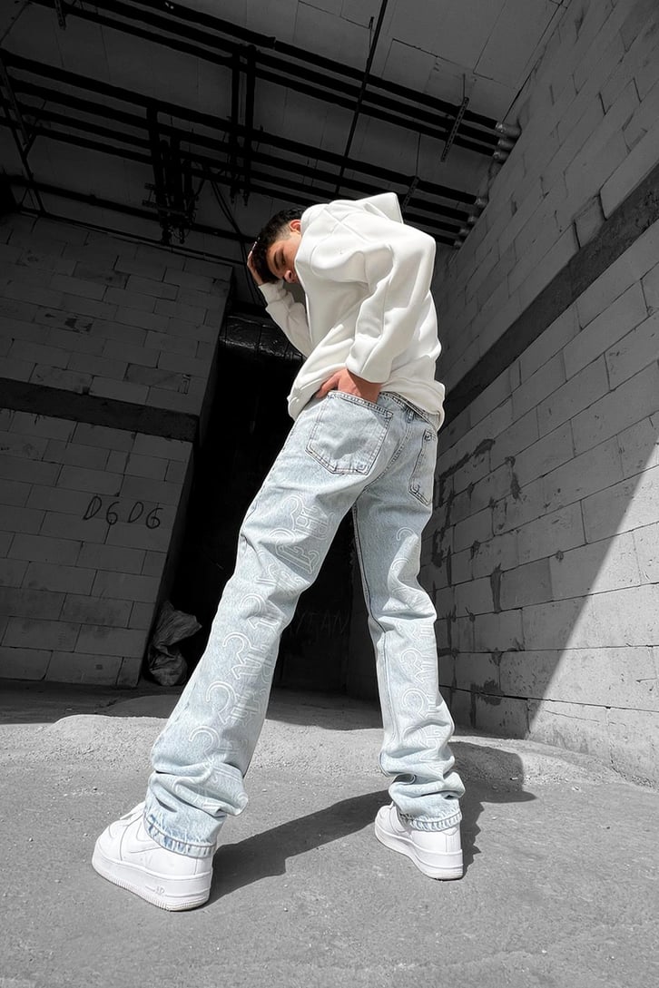 Text Printed  Baggy Jean