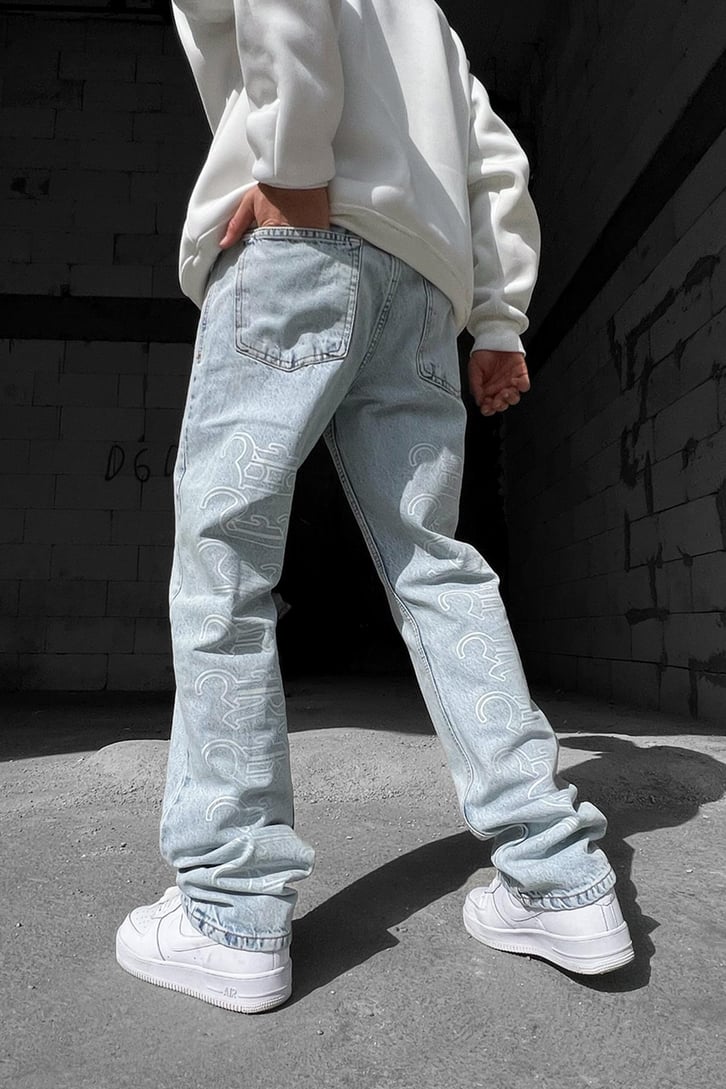 Text Printed  Baggy Jean