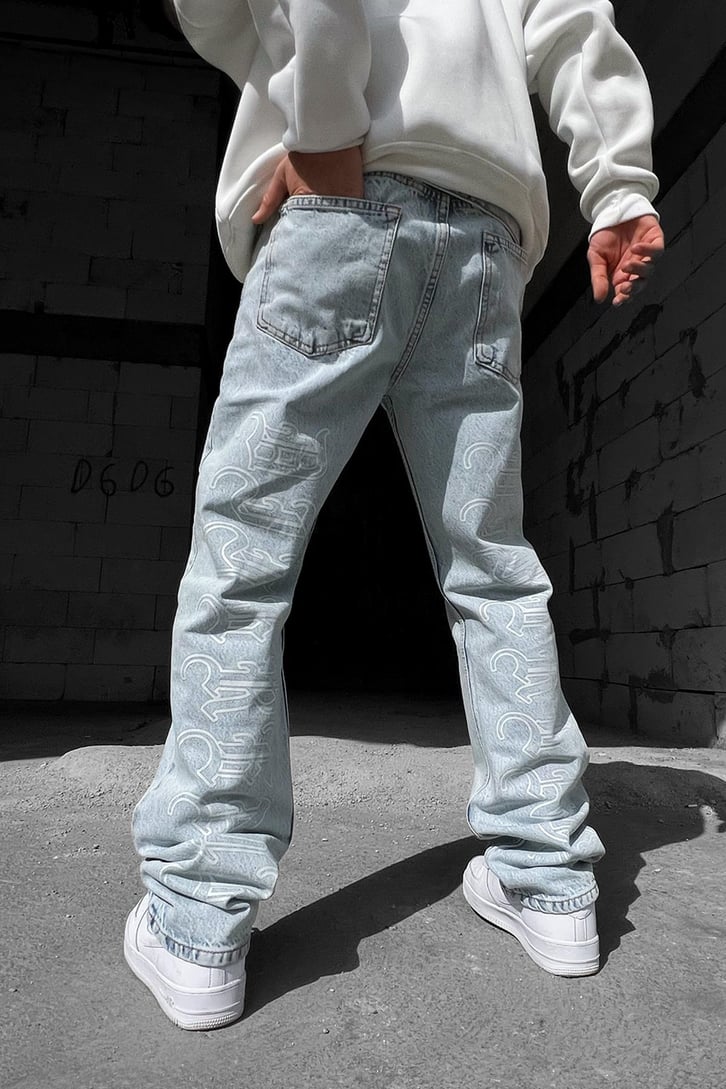 Text Printed  Baggy Jean