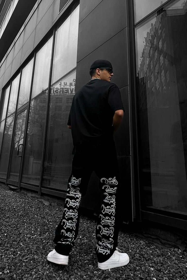 Text Printed  Baggy Jean