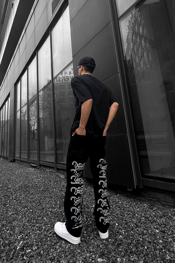 Text Printed  Baggy Jean
