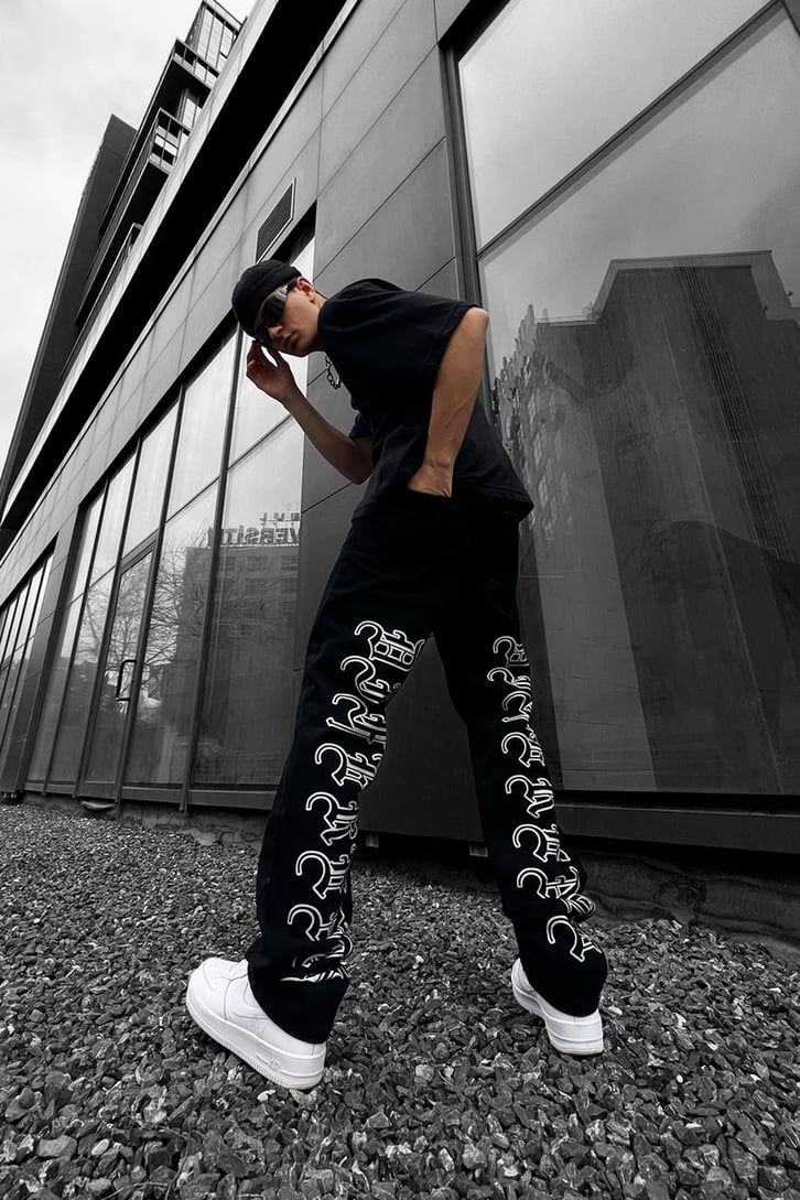 Text Printed  Baggy Jean