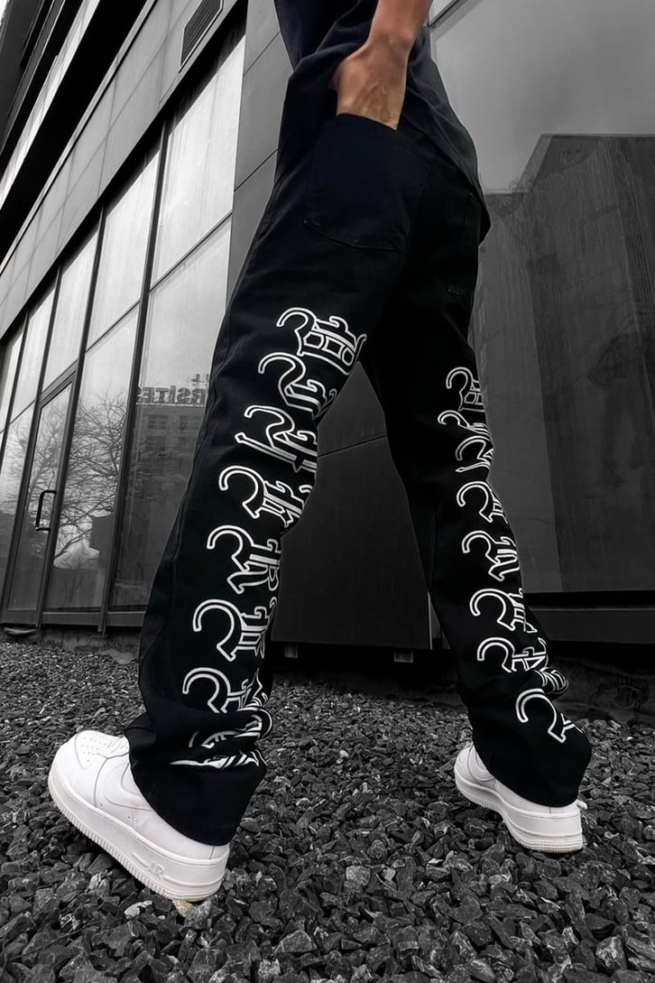 Text Printed  Baggy Jean