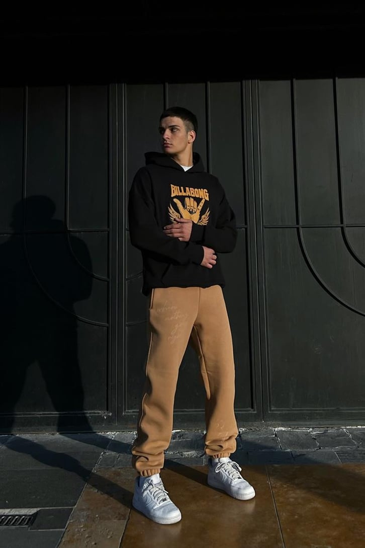 Text Printed Camel Jogger Fit Eşofman Altı