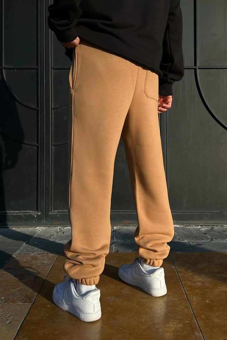 Text Printed Camel Jogger Fit Eşofman Altı