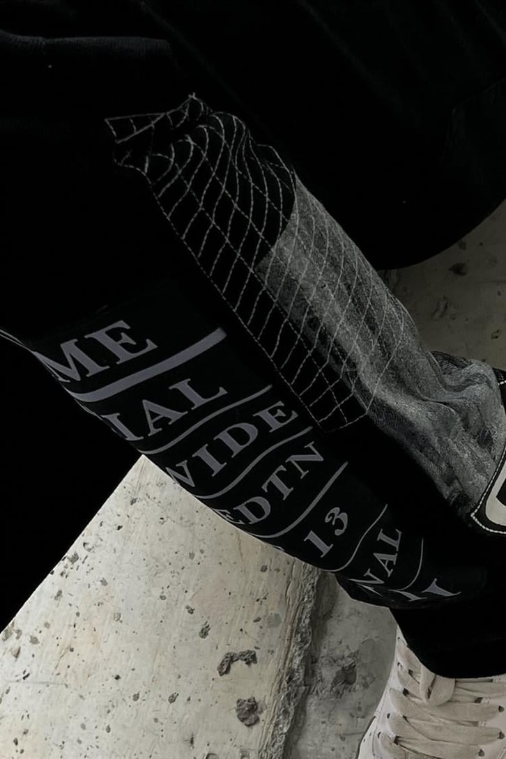 Text Printed Siyah Regular Fit Jean