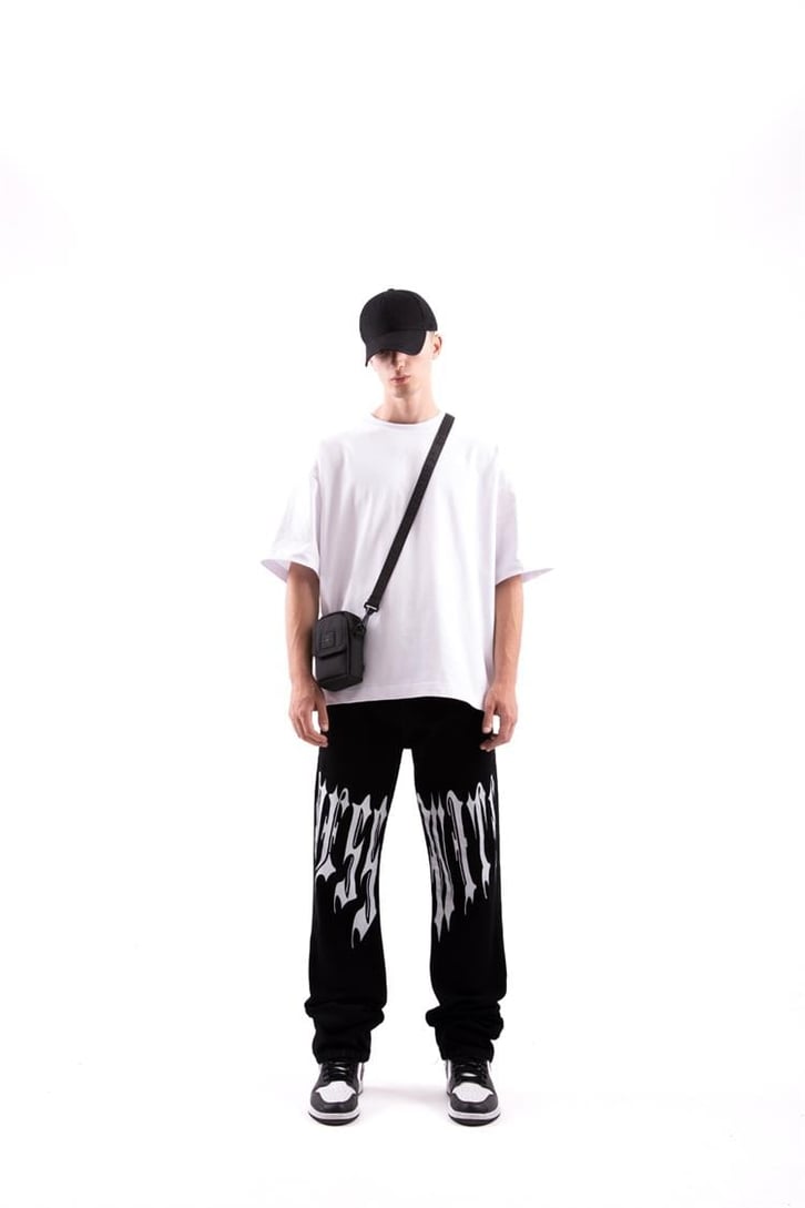 Text Printed Siyah Regular Fit Jean