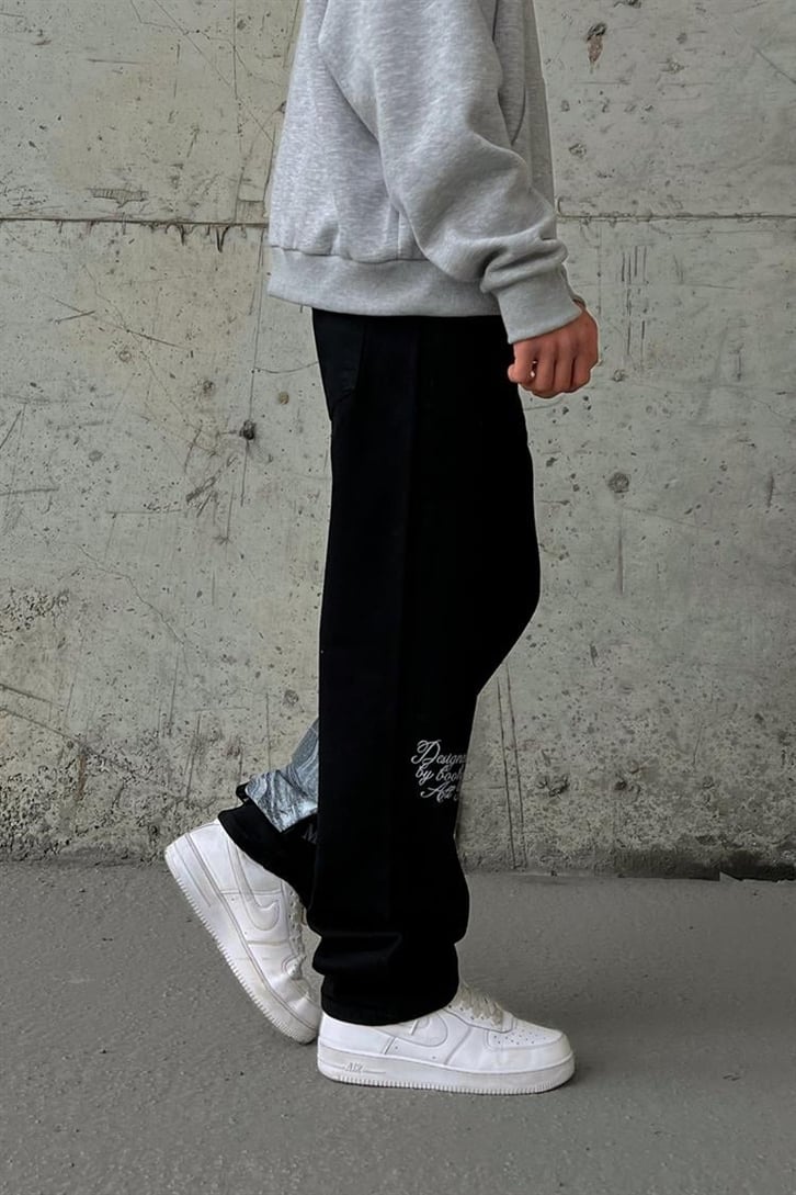 Text Printed Siyah Regular Fit Jean