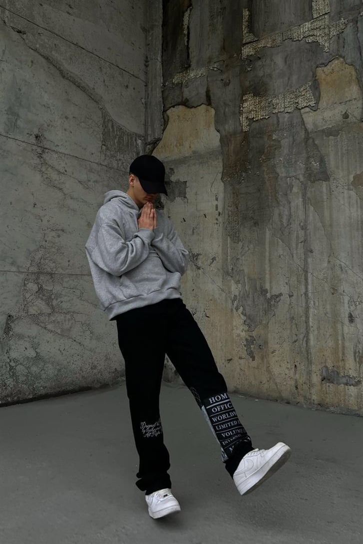 Text Printed Siyah Regular Fit Jean