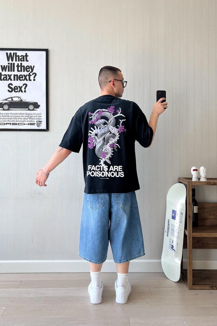 That's The Facts Baskılı Oversize Tişört