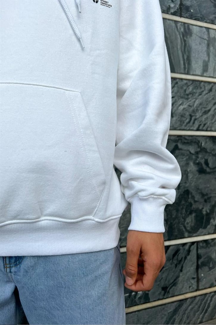 The Best Places Baskılı Beyaz İçi Pamuklu Oversize Hoodie