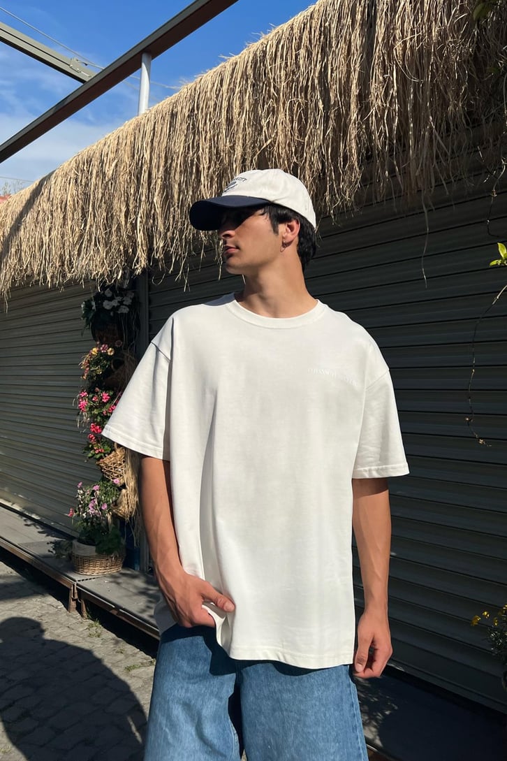 The Couture Club Baskılı Bej Oversize Tişört