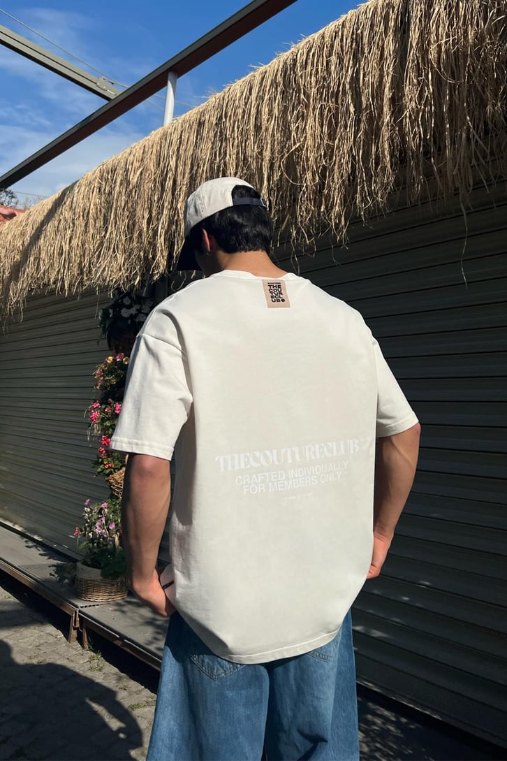 The Couture Club Baskılı Bej Oversize Tişört
