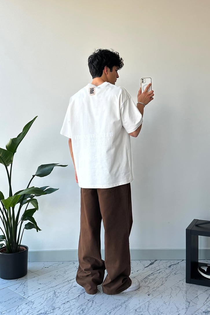 The Couture Club Baskılı Beyaz Oversize Tişört