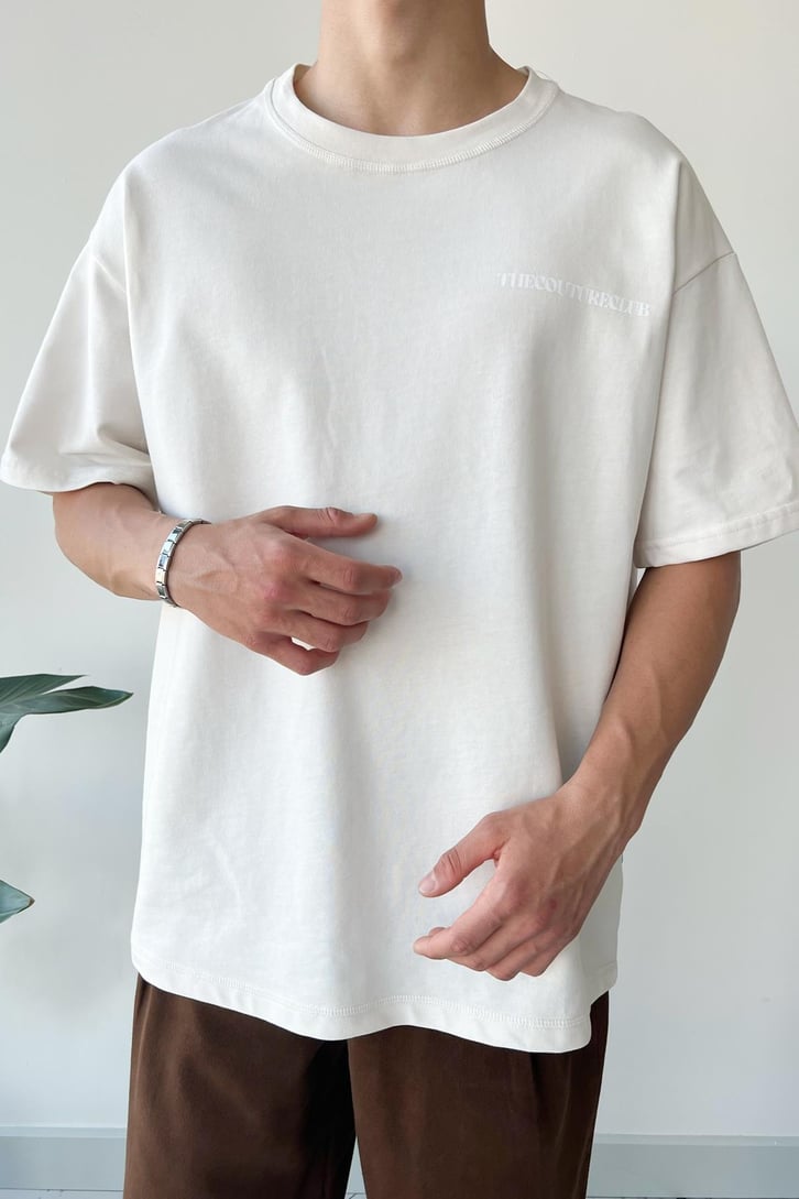 The Couture Club Baskılı Beyaz Oversize Tişört