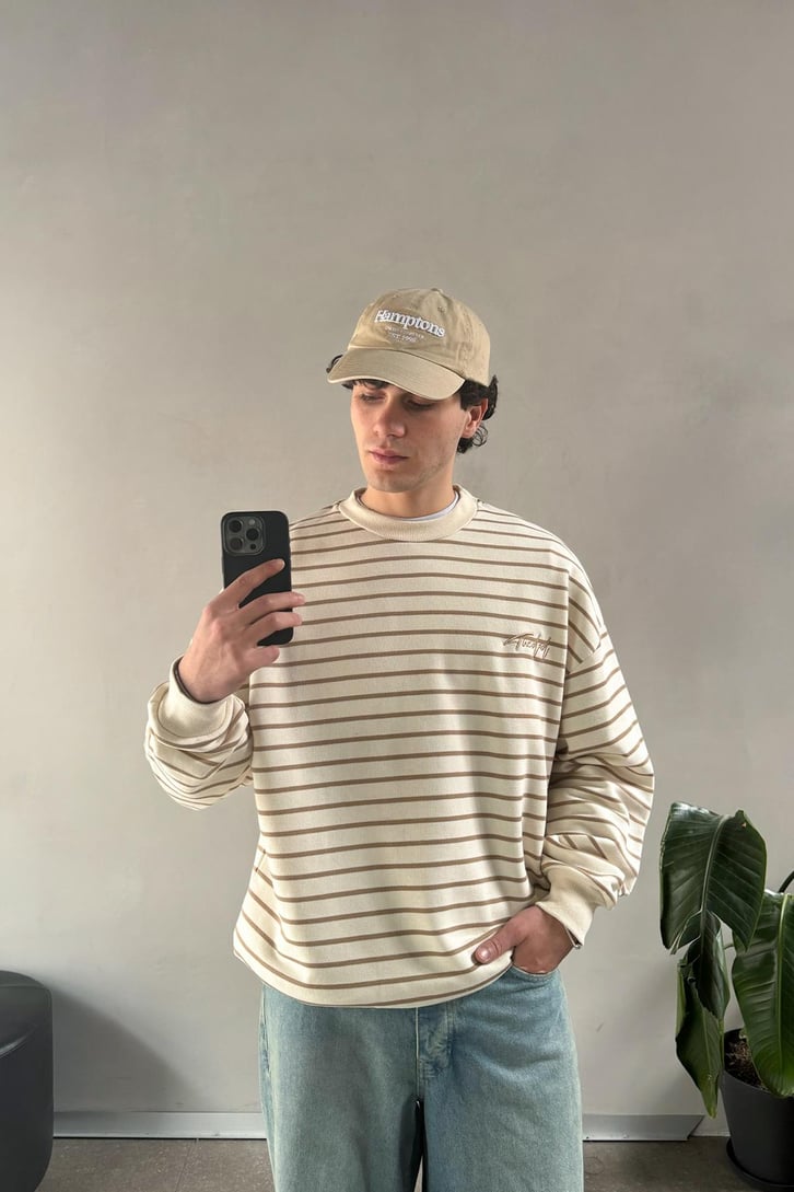 The Dad Nakışlı Çizgili Sweatshirt
