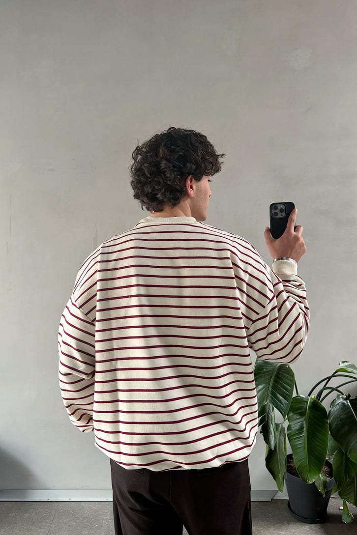 The Dad Nakışlı Çizgili Sweatshirt