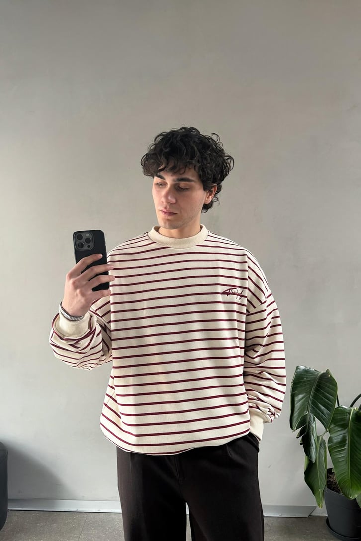 The Dad Nakışlı Çizgili Sweatshirt