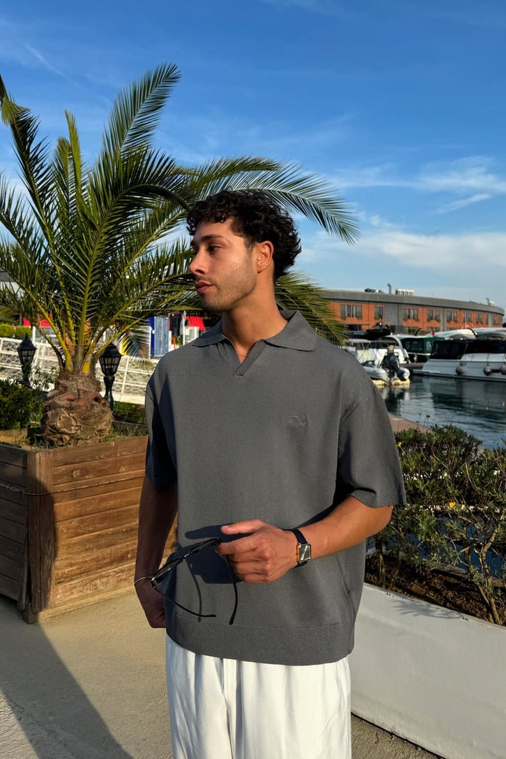 The Dad Nakışlı Polo Yaka Triko Tişört