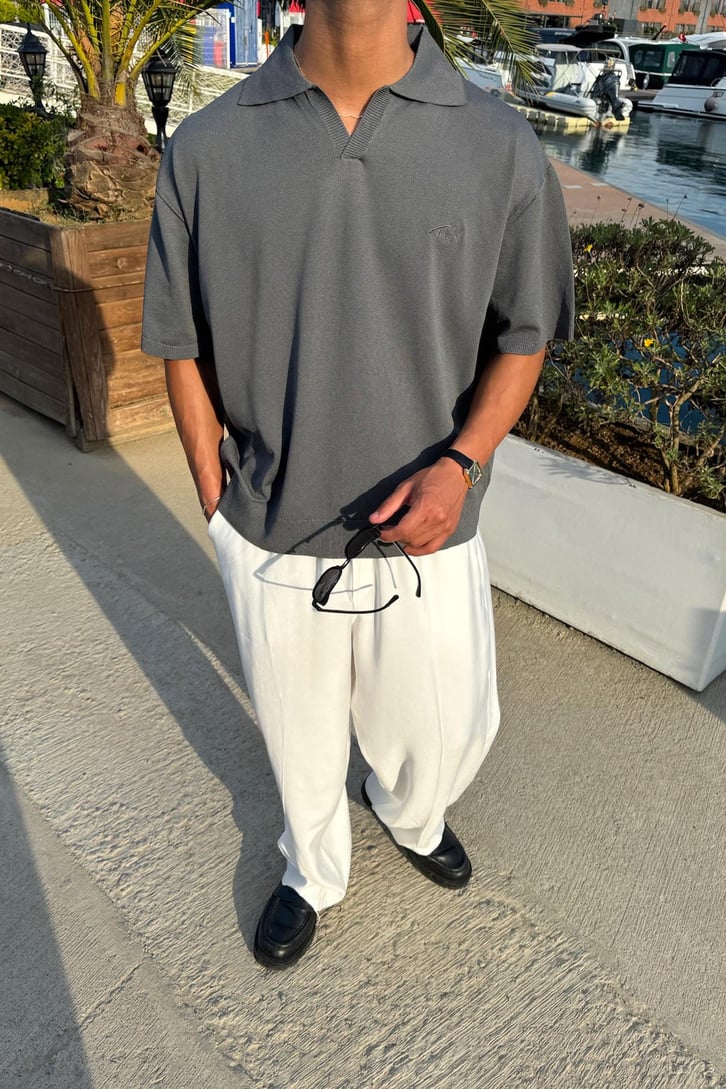 The Dad Nakışlı Polo Yaka Triko Tişört