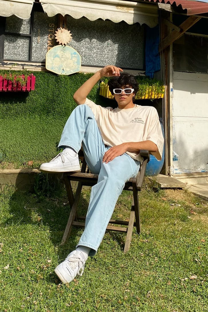 The Indiuidual Baskılı Antrasit Oversize Tshirt