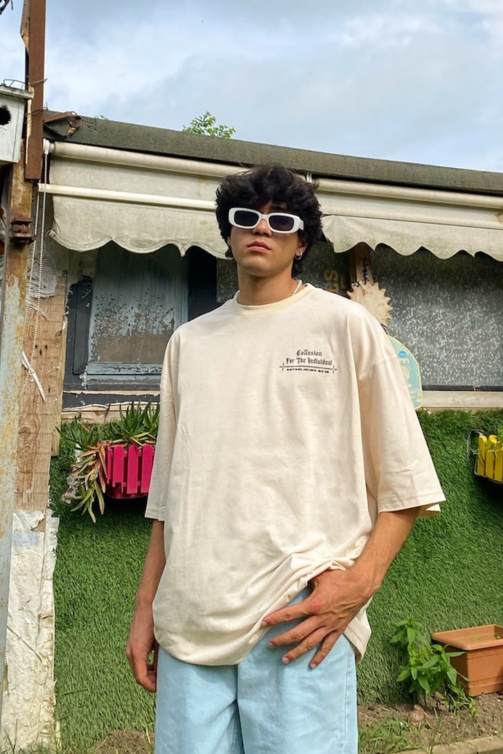 The Indiuidual Baskılı Antrasit Oversize Tshirt