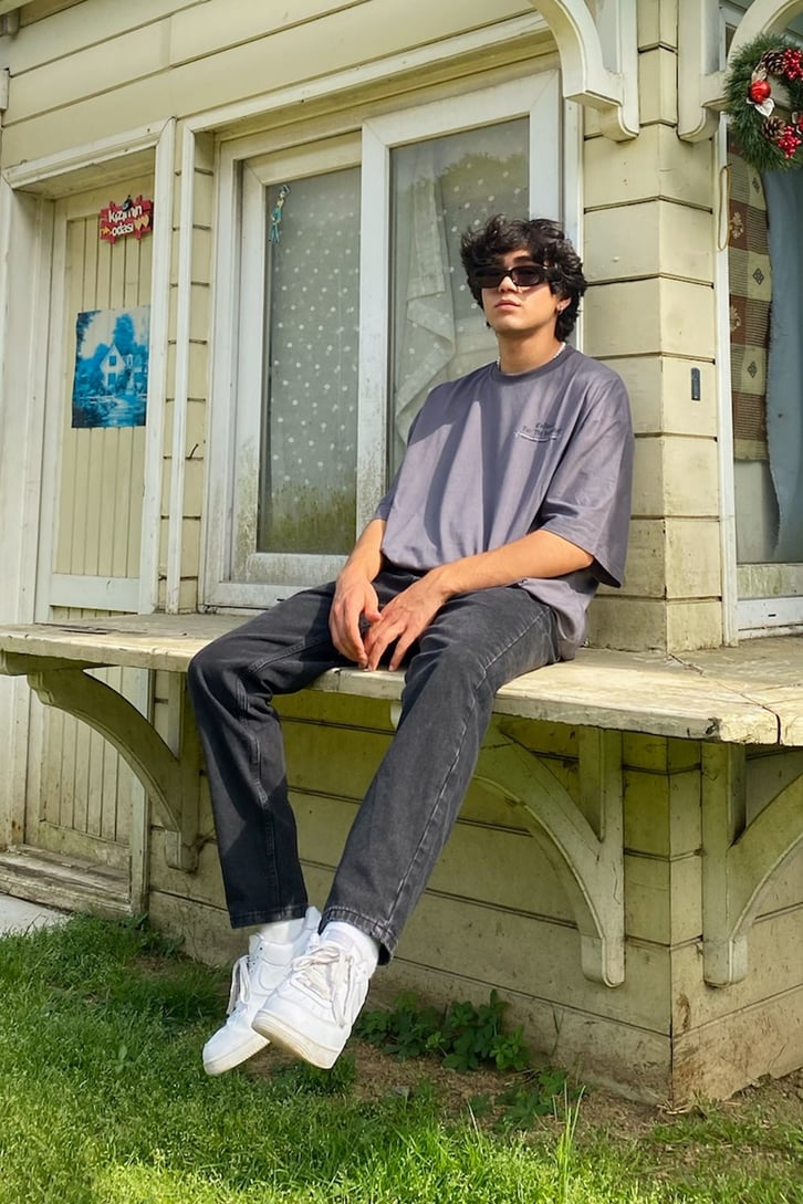 The Indiuidual Baskılı Antrasit Oversize Tshirt