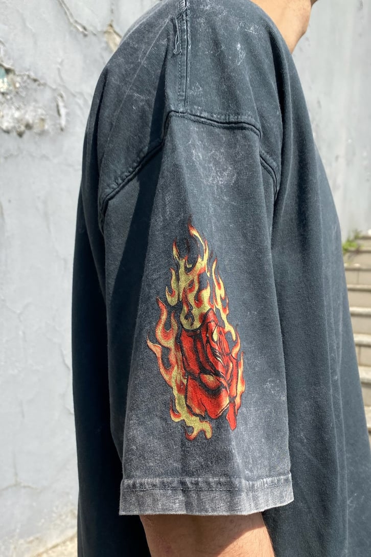 The Manger Kol Detaylı Antrasit Oversize Tshirt