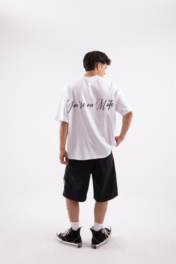 The Mask Man Printed Oversize Beyaz Tshirt