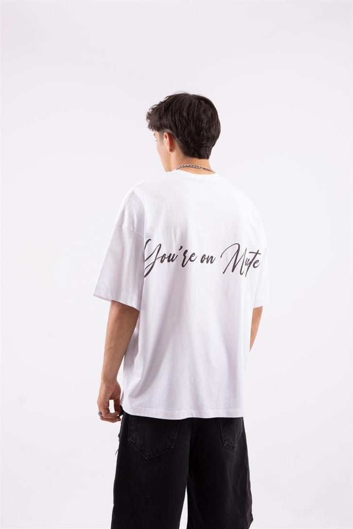 The Mask Man Printed Oversize Beyaz Tshirt