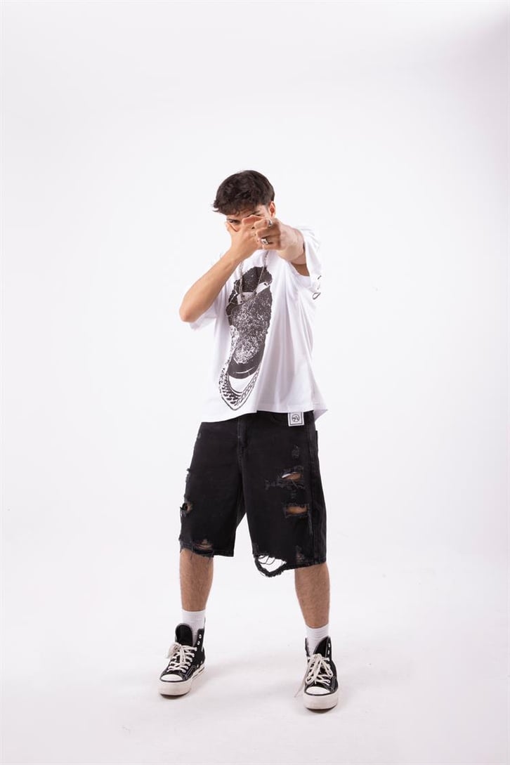 The Mask Man Printed Oversize Beyaz Tshirt