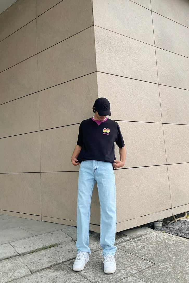 The Paninani Baskılı Siyah Oversize Tshirt