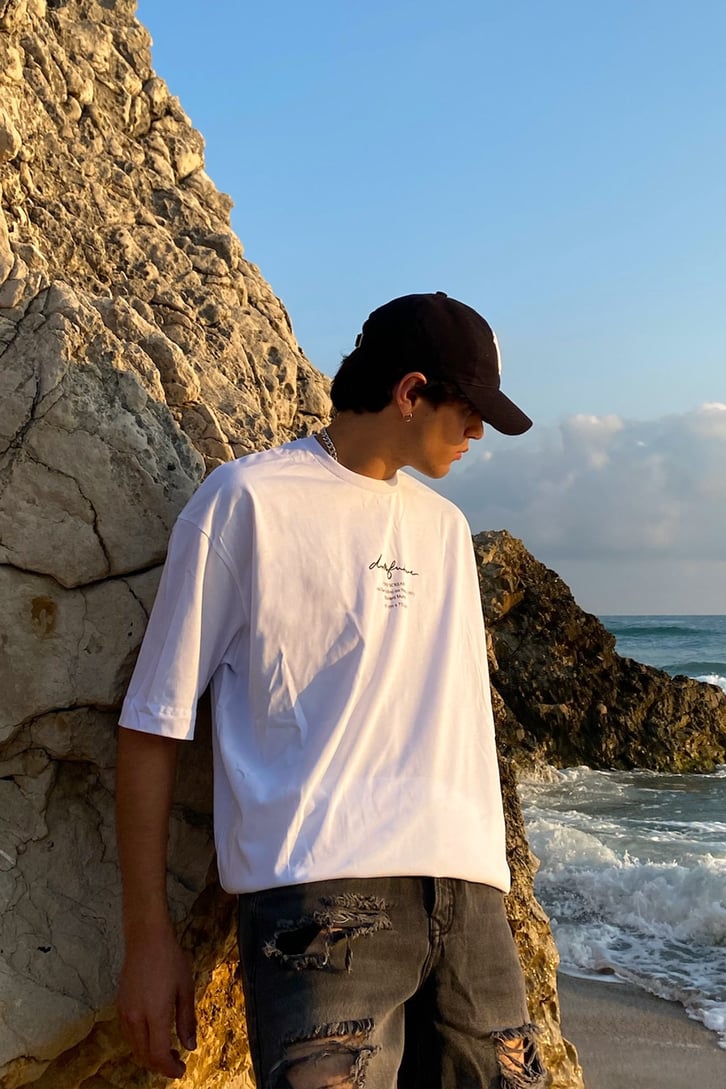 The Scream Sırt Baskılı Beyaz Oversize Tshirt