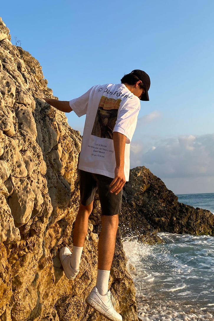 The Scream Sırt Baskılı Beyaz Oversize Tshirt