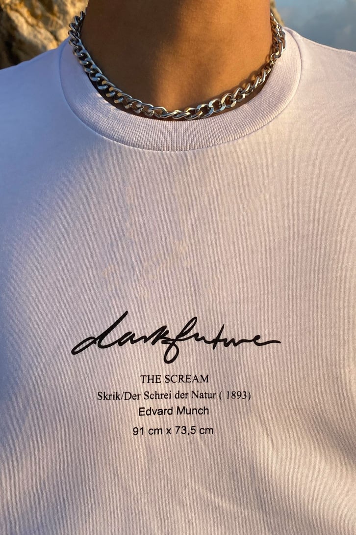 The Scream Sırt Baskılı Beyaz Oversize Tshirt