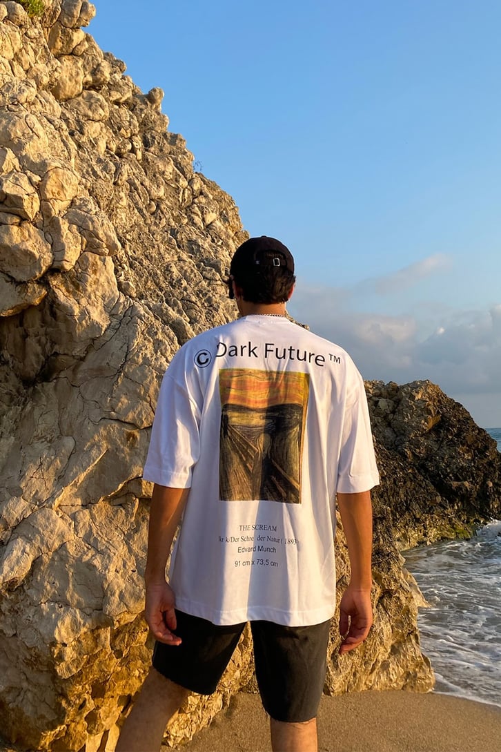 The Scream Sırt Baskılı Beyaz Oversize Tshirt