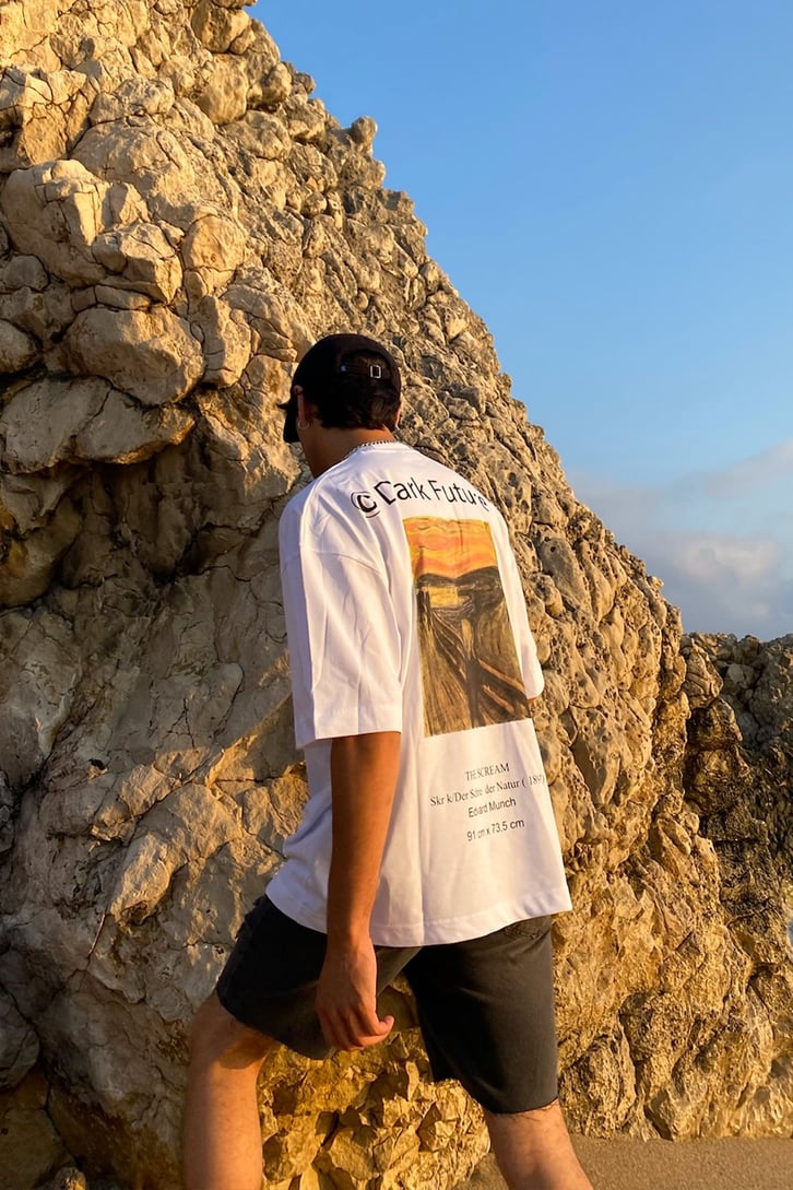 The Scream Sırt Baskılı Beyaz Oversize Tshirt