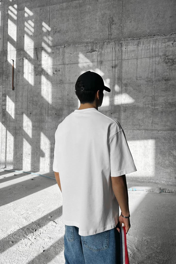 TheDad Nakışlı Beyaz Oversize Tişört