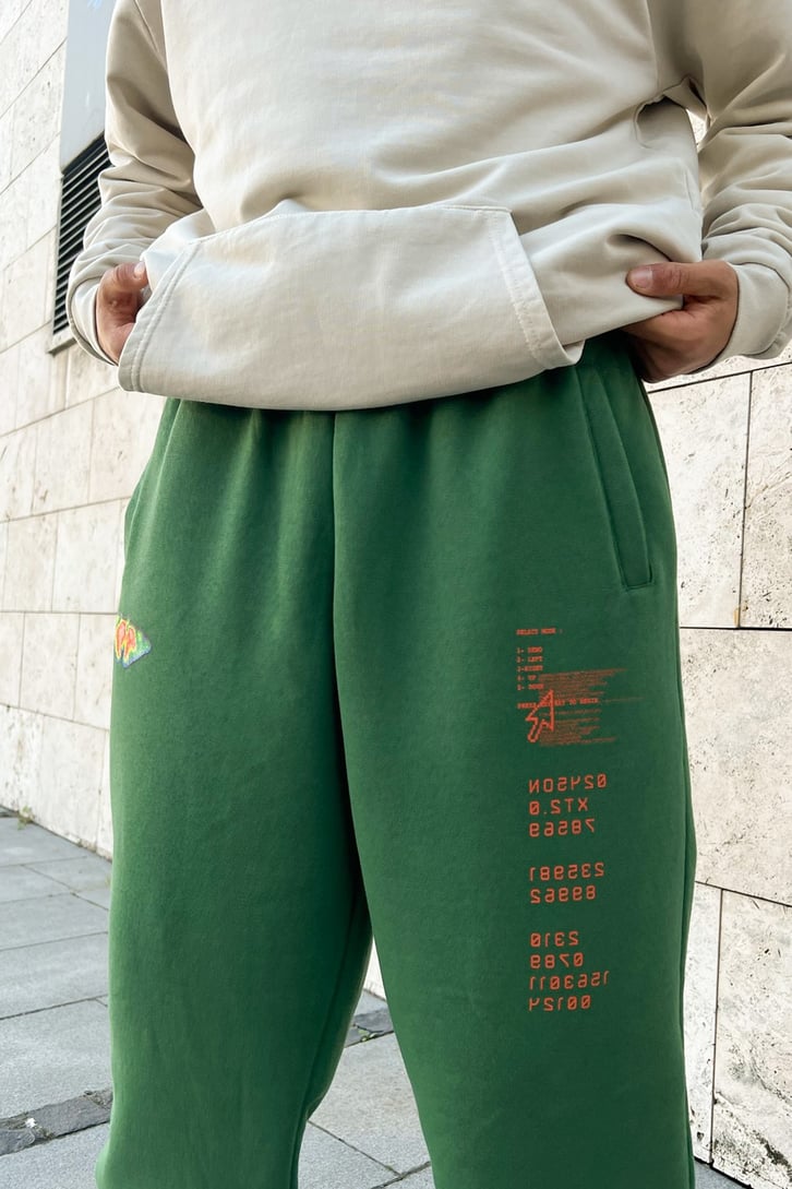 Thermal Butterfly Baskılı Yeşil Jogger Eşofman Altı