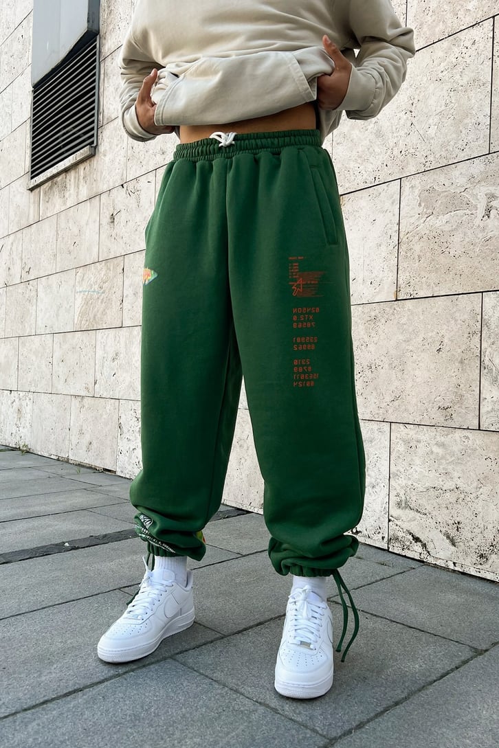 Thermal Butterfly Baskılı Yeşil Jogger Eşofman Altı