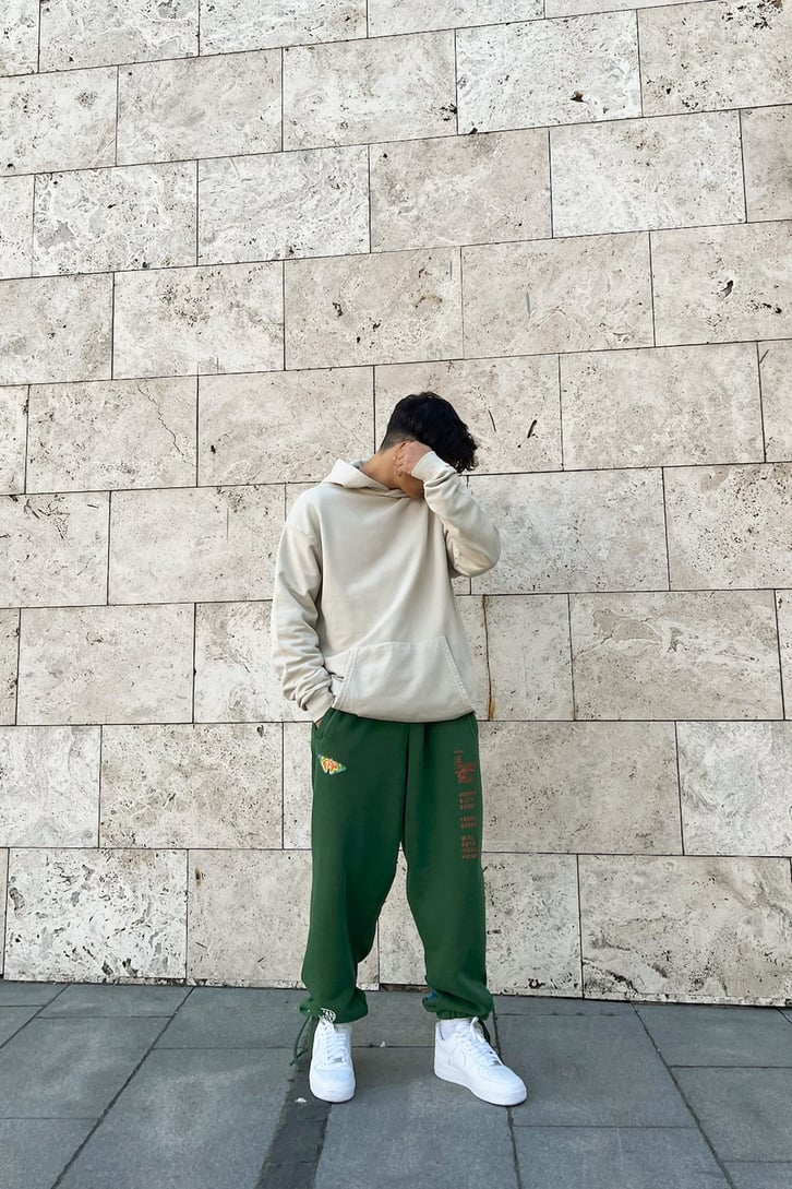 Thermal Butterfly Baskılı Yeşil Jogger Eşofman Altı